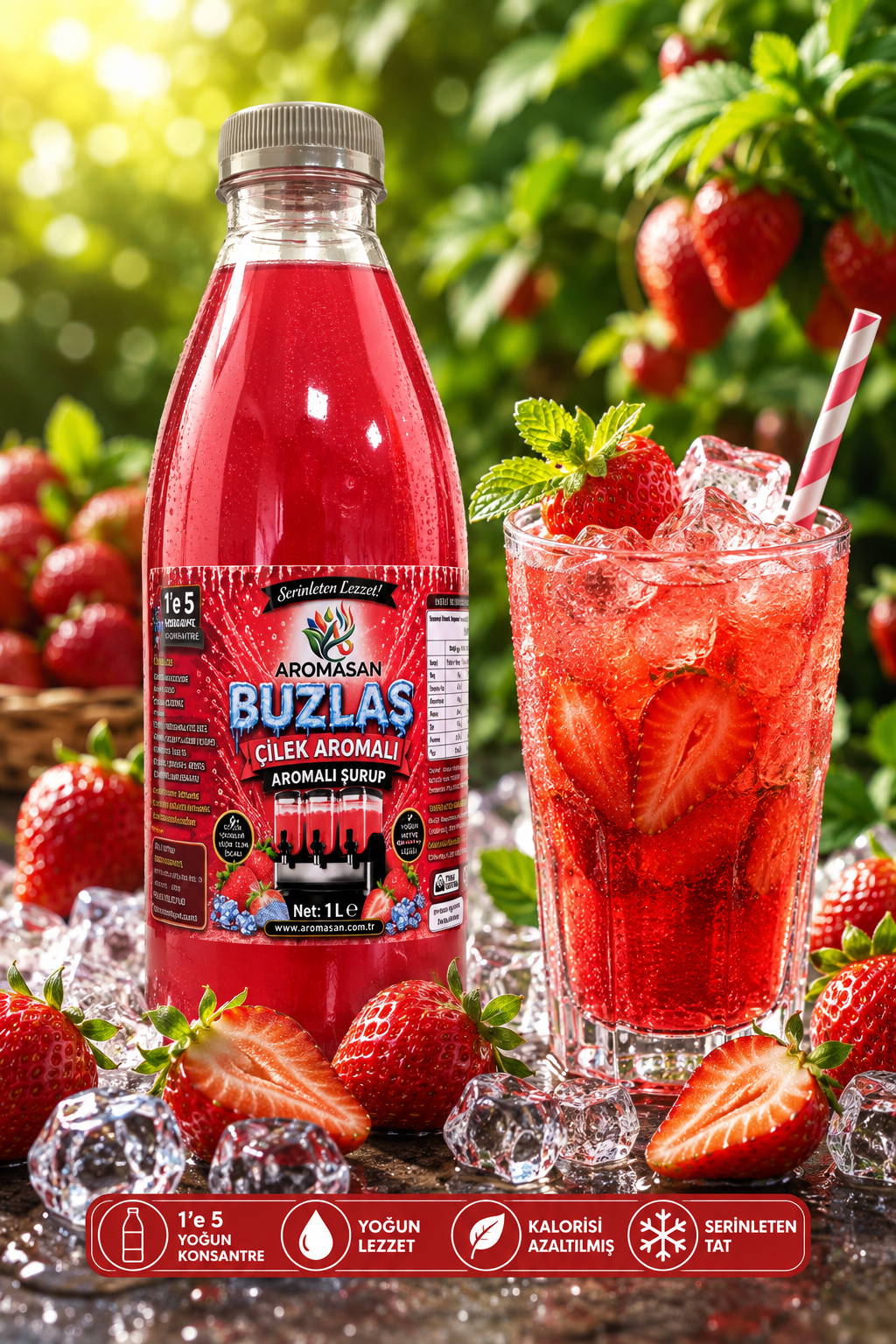Çilek Buzlaş Şurupları 1/5 konsarte 1 lt ürün görseli